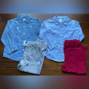 •NWT•{2 OUTFITS}❣️Carter’s 24 Month Toddler Boy Button Down Outfit Bundle